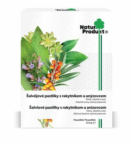 Naturprodukt Šalvějové pastilky s rakytníkem a anýzovcem 18 pastilek porovnat ceny