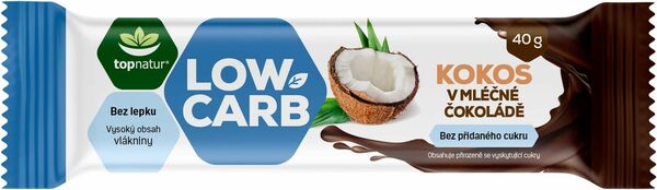 Topnatur LOW CARB tyčinka Kokos v mléčné čokoládě 40g porovnat ceny