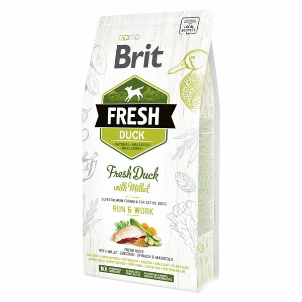 BRIT Fresh Duck with Millet Adult Run & Work granule pro psy 1 ks, Hmotnost balení: 12 kg porovnat ceny