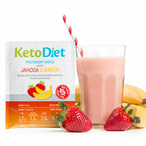KETODIET Proteinový nápoj s příchutí jahoda a banán 7 porcí porovnat ceny