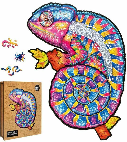 Puzzler Dřevěné barevné puzzle Hypnotický chameleon porovnat ceny