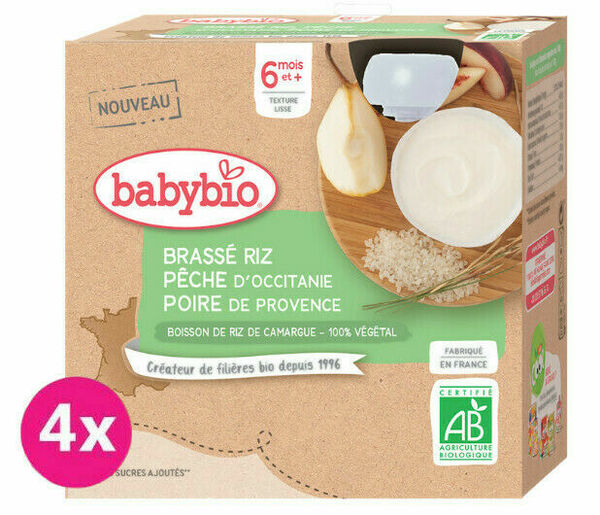 Babybio Rýžová kaše s broskví a hruškou 4x85g porovnat ceny