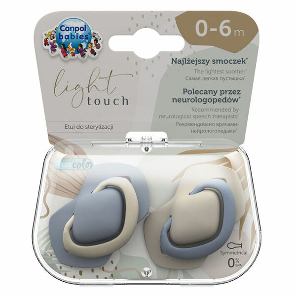 CANPOL BABIES Set symetrických silikonových dudlíků Light touch 0 - 6m pure color modrý porovnat ceny