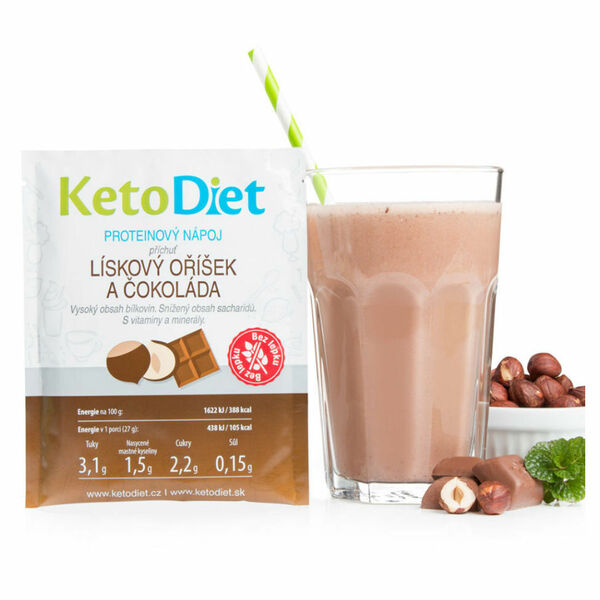 KETODIET Proteinový nápoj s příchutí lískový oříšek a čokoláda 7 porcí porovnat ceny