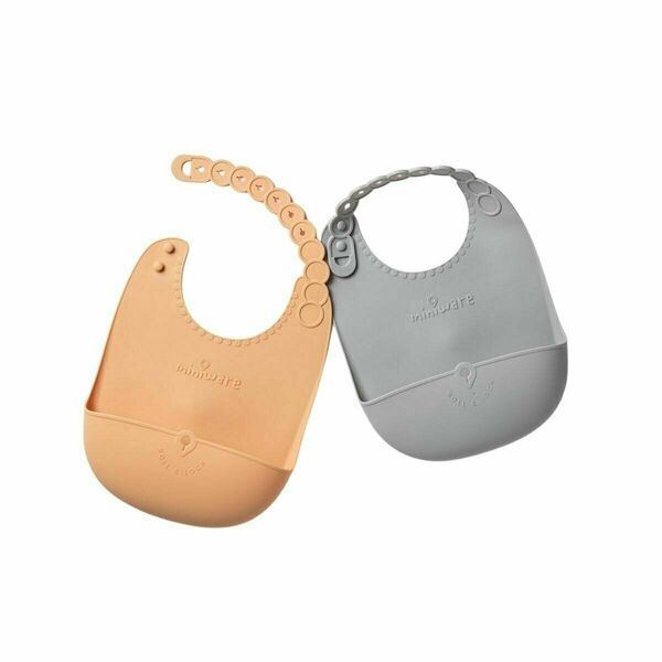 Miniware Set silikonových bryndáků Roll & Lock Grey/Toffee 2 ks porovnat ceny