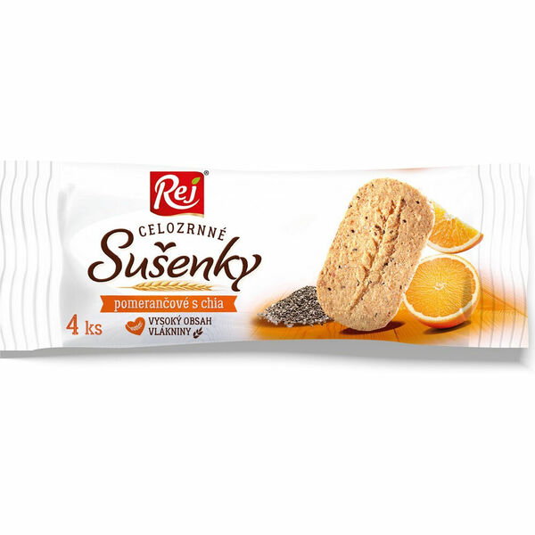 REJ Sušenky celozrnné pomerančové s chia 34 g porovnat ceny