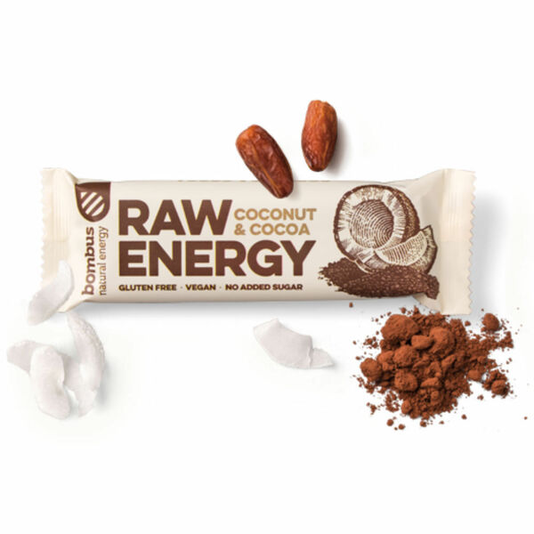 BOMBUS Raw energetická tyčinka kakao a kokos 50 g porovnat ceny