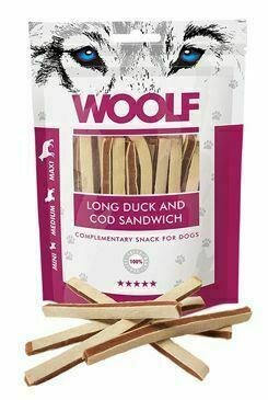 Woolf pochoutka soft duck and cod sandwich long 100g porovnat ceny