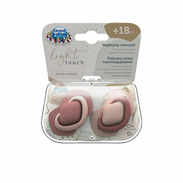 CANAPOL BABIES Set symetrických silikonových dudlíků light touch 18 m+ pure color růžový porovnat ceny