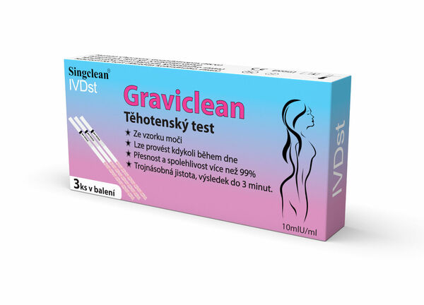 Naturprodukt Singclean Graviclean HCG 10mlU/ml těhotenský test 3 ks porovnání ceny