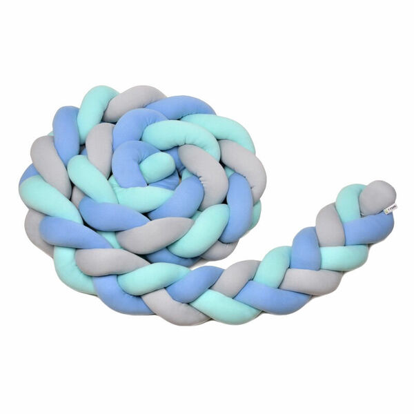 T-Tomi Pletený mantinel 220 cm Mint+Blue+Grey 1ks porovnat ceny