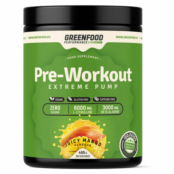 GREENFOOD NUTRITION Performance pre-workout šťavnaté mango 495 g porovnat ceny