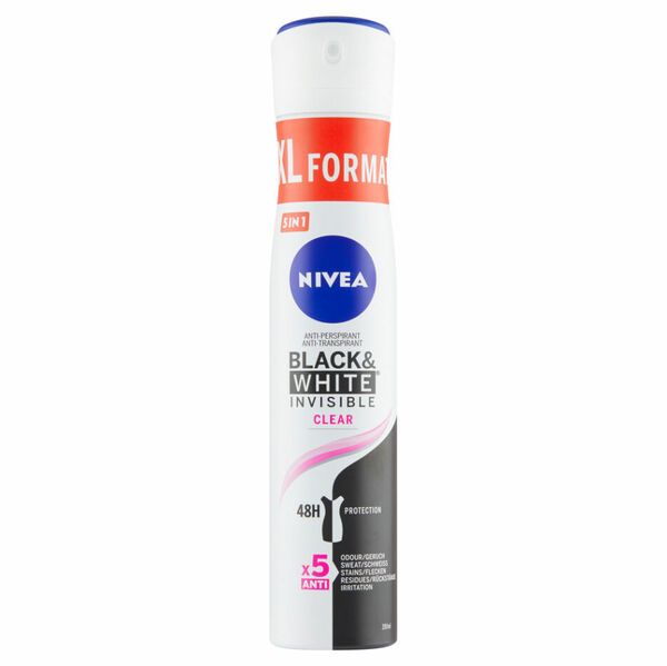 NIVEA Black&White Invisible Clear Antiperspirant sprej 200 ml porovnat ceny