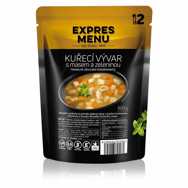 EXPRES MENU Kuřecí vývar s masem a zeleninou bez lepku 2 porce porovnat ceny
