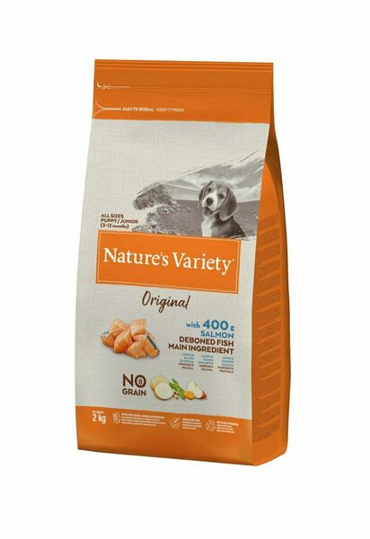 Nature's Variety Original junior dog bez obilovin s lososem 2 kg porovnat ceny
