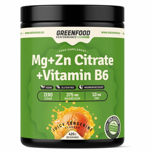 GREENFOOD NUTRITION Performance Mg + Zn citrate + vitamin B6 šťavnatá mandarinka 420 g porovnat ceny