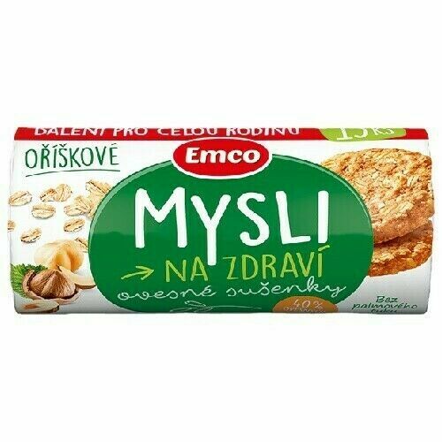 Emco Mysli Na Zdraví Ovesné Sušenky Oříškové 15ks porovnat ceny