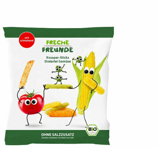 Freche Freunde BIO Zeleninové tyčinky s rajčetem, kukuřicí a hráškem 30g porovnat ceny