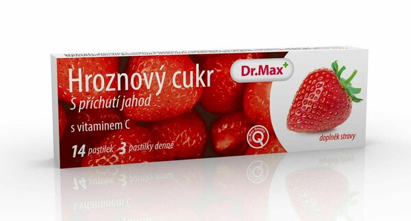 Dr.Max Hroznový cukr s vitaminem C jahoda 14 pastilek porovnat ceny