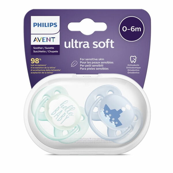 Avent Šidítko Ultrasoft text 0-6 m chlapec 2 ks porovnat ceny