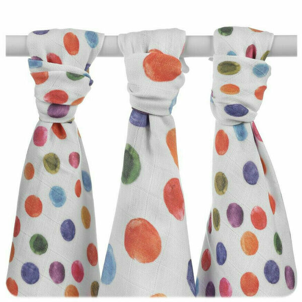 XKKO Bambusové pleny BMB Digi Watercolour Polka Dots MIX 70x70, 3ks porovnat ceny