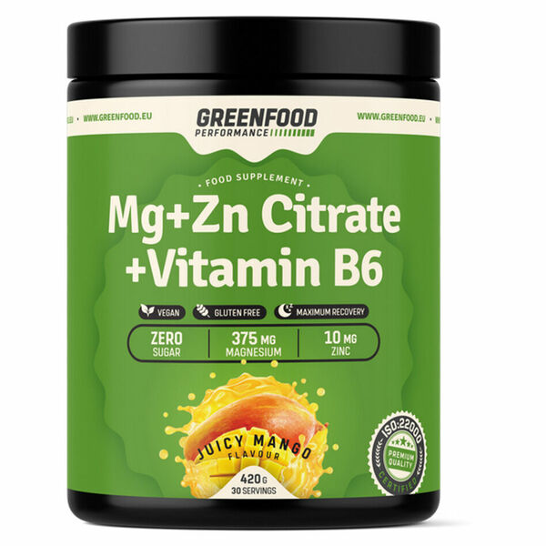 GREENFOOD NUTRITION Performance Mg + Zn citrate + vitamin B6 šťavnaté mango 420 g porovnat ceny