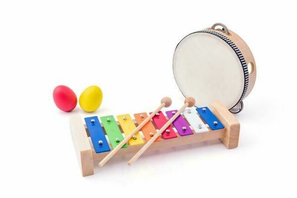 Woody Muzikální set xylofon, tamburína/bubínek, triangl, 2 maracas vajíčka porovnat ceny