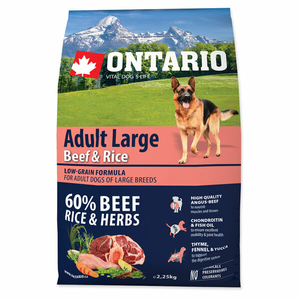 ONTARIO Dog Adult large beef & rice granule pro psy 2,25 kg porovnat ceny