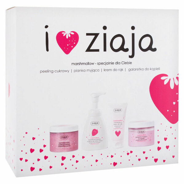 ZIAJA I Love Ziaja Marshmallow Tělový peeling 300 ml + tekuté mýdlo 250 ml + mycí želé 260 ml + krém na ruce 50 ml Dárkové balení porovnat ceny