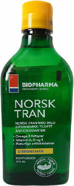 BIO PHARMA Norský rybí olej s přírodní citrónovou příchutí - Norsk Tran 375 ml porovnání ceny