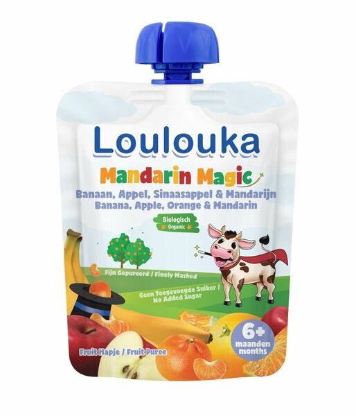 Loulouka BIO kapsička Mandarin Magic banán, jablko, pomeranč a mandarinka 90 g porovnat ceny