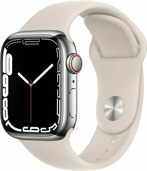 II. jakost Apple Watch Series 7 Cell, 41mm Silver/Steel Case/Starlight SportBand porovnat ceny