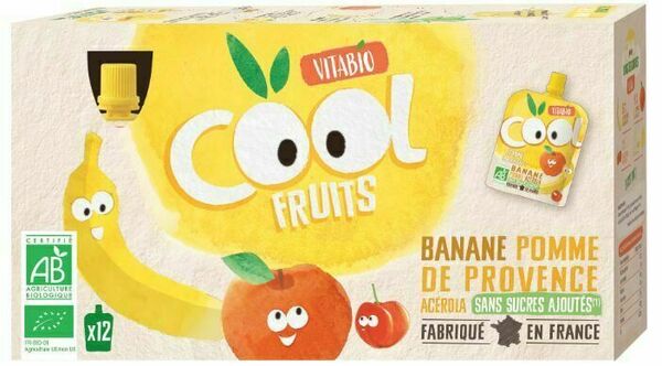 Vitabio Ovocné BIO kapsičky Cool Fruits jablko, banán a acerola 12x90g porovnat ceny