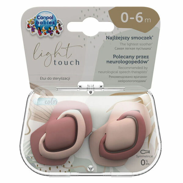 CANPOL BABIES Set symetrických silikonových dudlíků Light touch 0 - 6m pure color růžový porovnat ceny