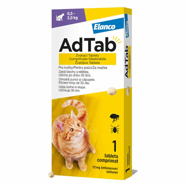 ADTAB 12 mg žvýkací tableta pro kočky (>0,5–2,0kg) 1 tbl porovnat ceny
