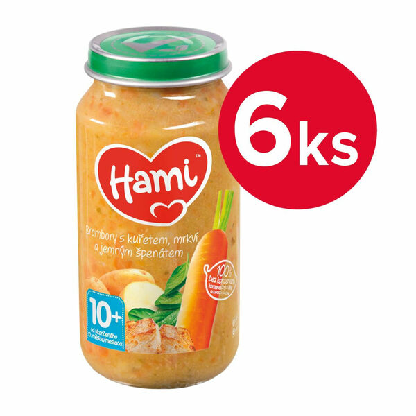 Hami Brambory s kuřetem, mrkví a jemným špenátem 10m+ 6x250 g porovnat ceny