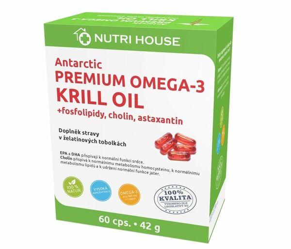 NUTRI HOUSE Antarctic PREMIUM OMEGA-3 KRILL OIL 60 kapslí porovnat ceny