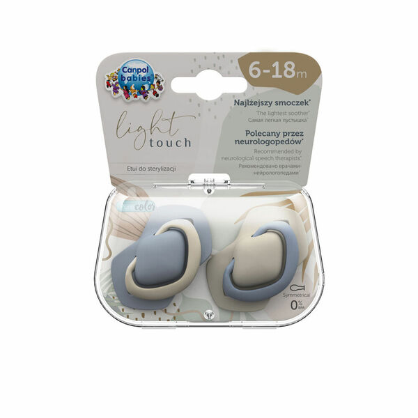 CANPOL BABIES Set symetrických silikonových dudlíků Light touch 6-18m pure color modrý porovnat ceny