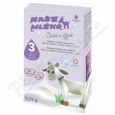 Goldim  Naše mléko 3 batol. výživa z kozího mléka 12 m + 525 g porovnat ceny