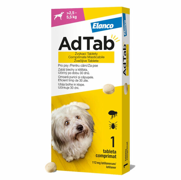 ADTAB 112 mg žvýkací tableta pro psy (2,5–5,5 kg) 1 kus porovnat ceny