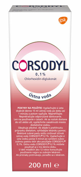 Corsodyl ústní voda 0.1% 200ml porovnat ceny
